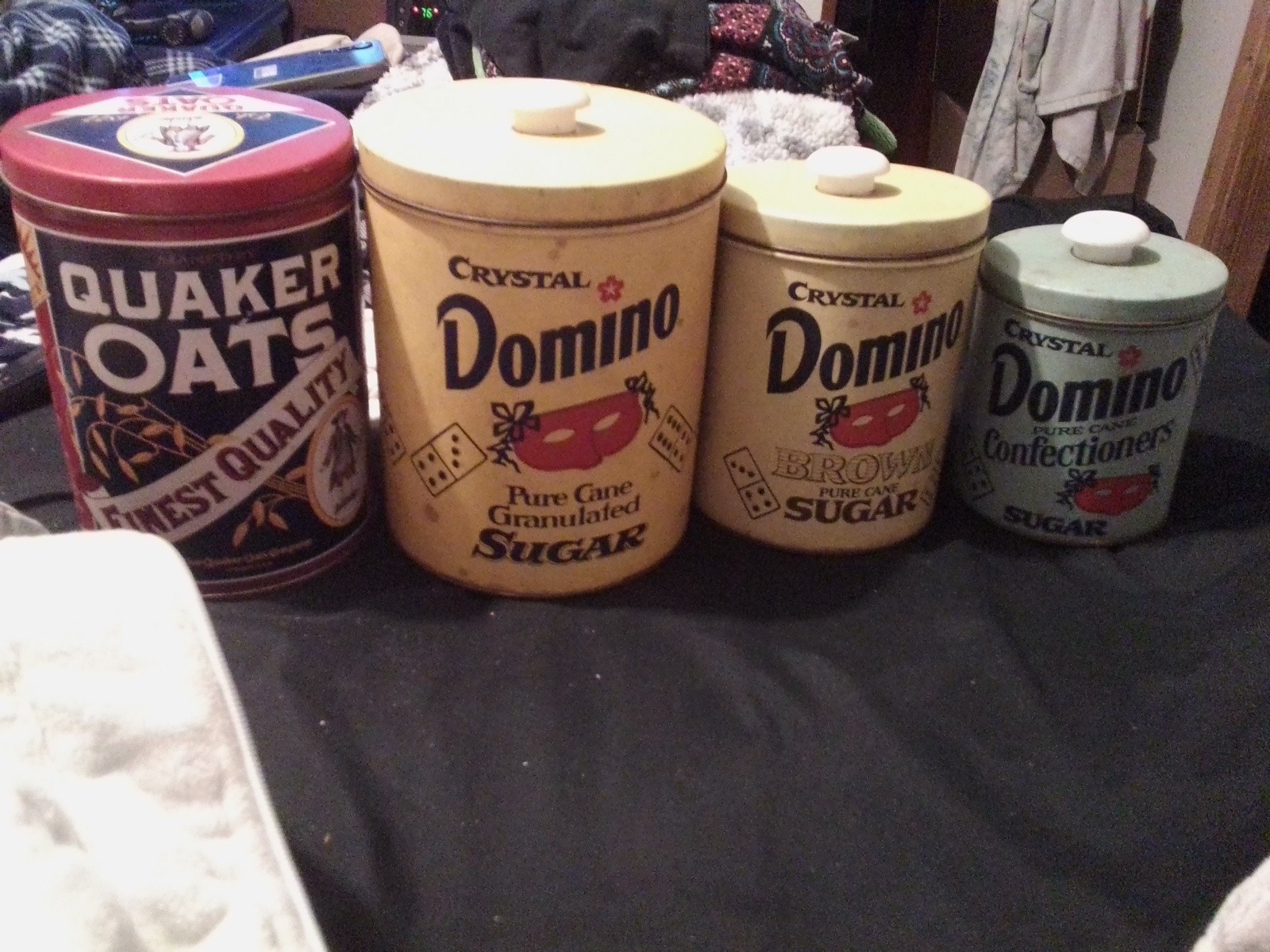 Domino Sugar Tins Canister With Quaker Oats And Hershey Kisses Cans