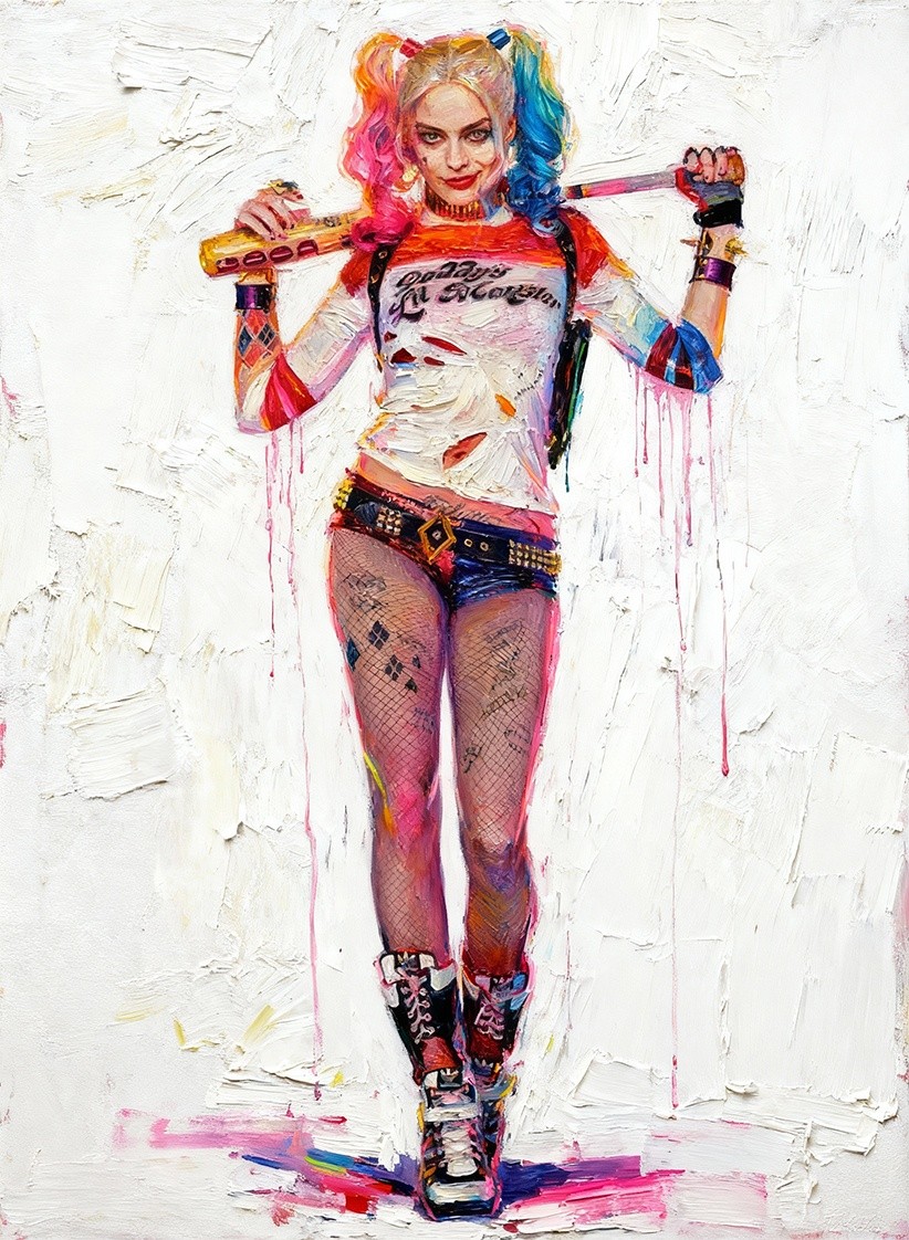 Harley Quinn Batman The Dark Knight Margot Robbie Art Card Print PZ Signed /30 Harley Quinn Batman The Dark Knight Margot Robbie Art Card Print PZ Signed /30