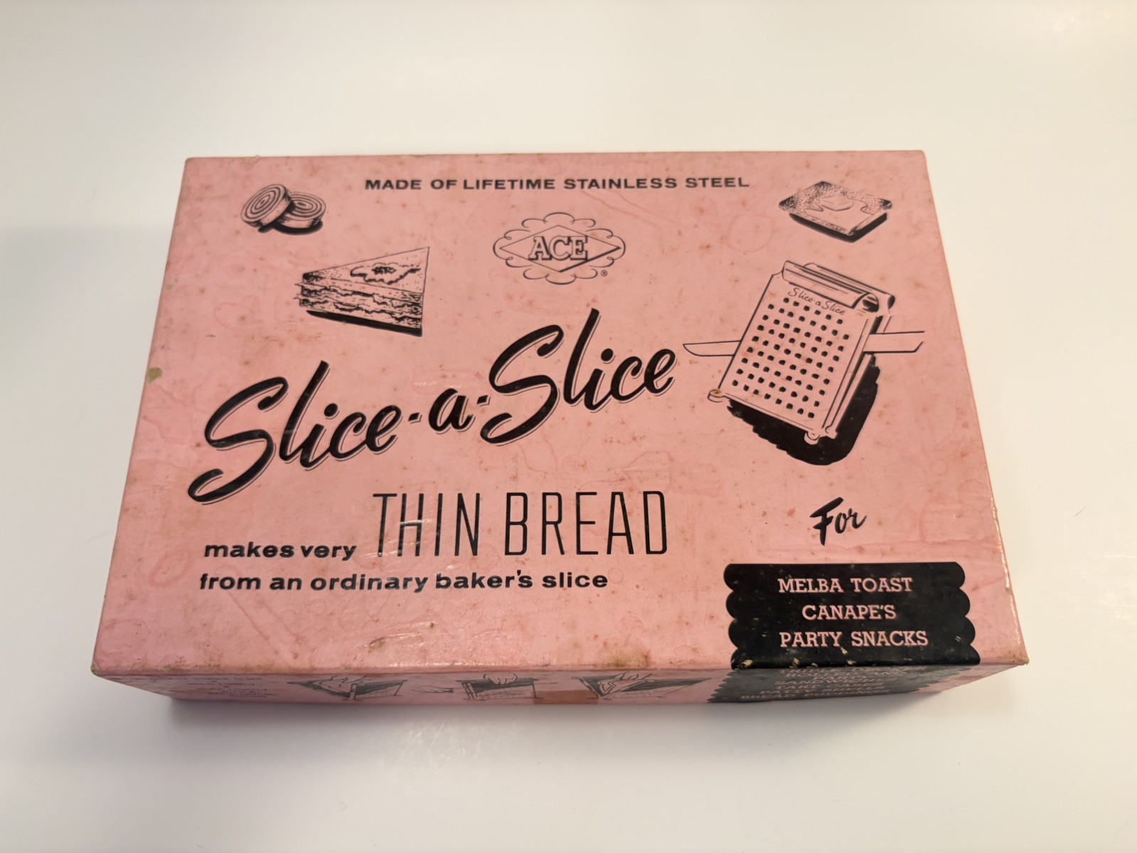Vintage MCM Americana, ACE Slice-a-Slice Stainless Steel Bread Slicer ~ Boxed Vintage MCM Americana, ACE Slice-a-Slice Stainless Steel Bread Slicer ~ Boxed
