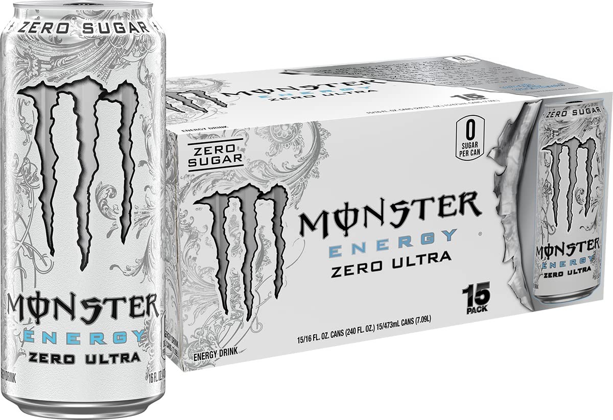 New Monster Energy Zero Ultra, Sugar Free Energy Drink, 16 Ounce (Pack of 15) New Monster Energy Zero Ultra, Sugar Free Energy Drink, 16 Ounce (Pack of 15)
