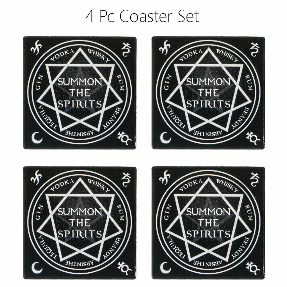 Summon The Spirits Ceramic Coaster With Cork Backing Set of 4 Summon The Spirits Ceramic Coaster With Cork Backing Set of 4