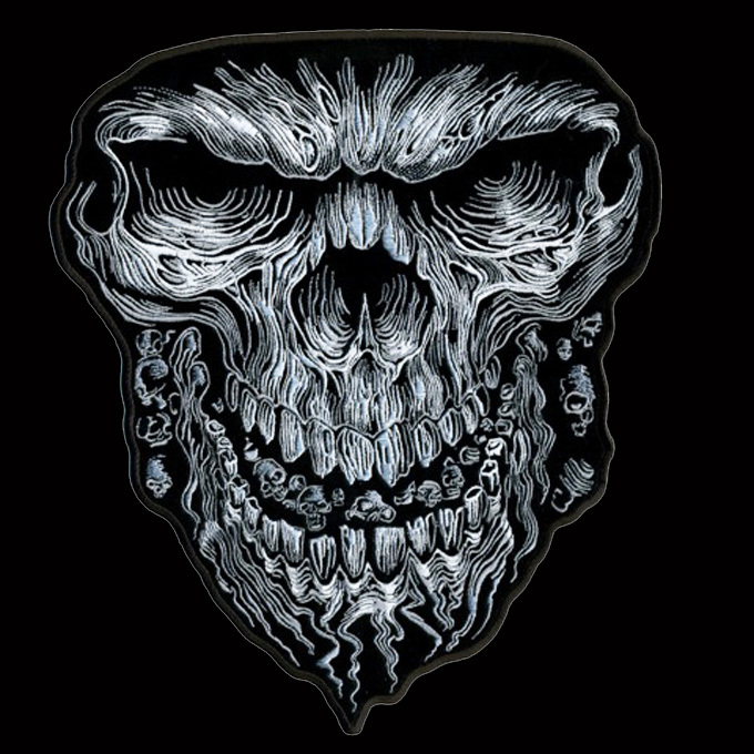 GIANT SKULL EMBROIDERED JACKET VEST 11*10 INCH (XXL) BIKER PATCH BY MILTACUSA GIANT SKULL EMBROIDERED JACKET VEST 11*10 INCH (XXL) BIKER PATCH BY MILTACUSA