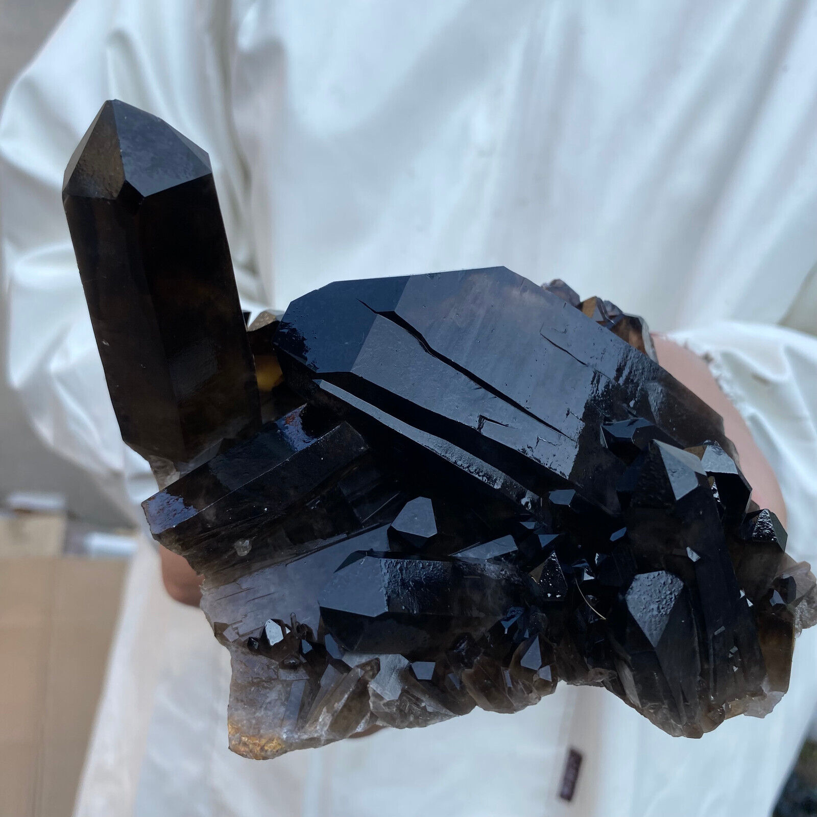 740g Natural Smoky Black Quartz Crystal Cluster Raw Mineral Specimen