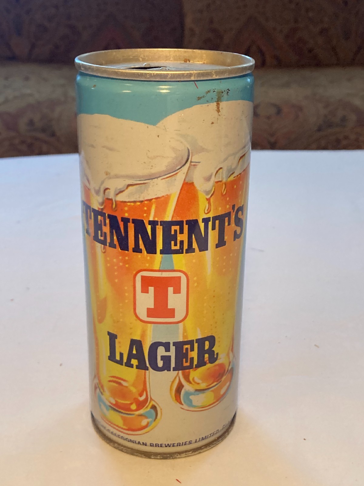 c1970 Tennent Caledonian Lager Sally Girl United Kingdom pull tab Beer Can c1970 Tennent Caledonian Lager Sally Girl United Kingdom pull tab Beer Can