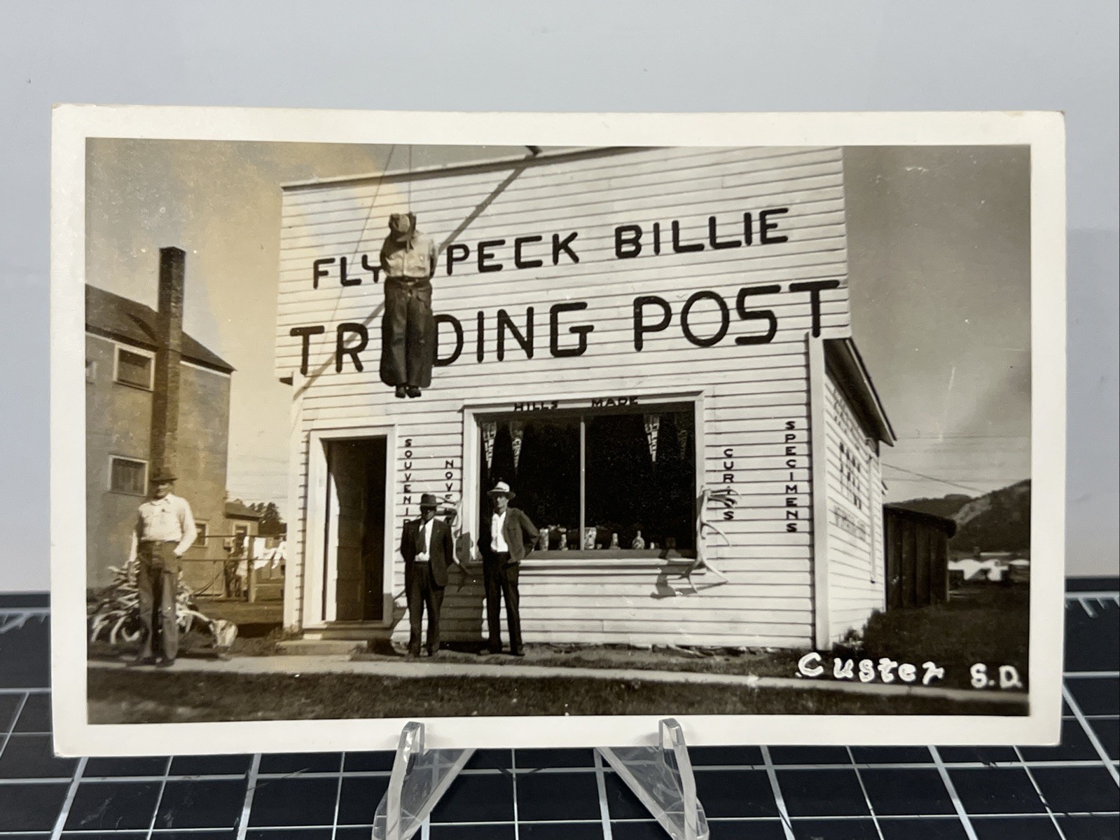 1940s Fly Speck Billie Trading Post Hanging Death Custer SD RPPC Photo Postcard