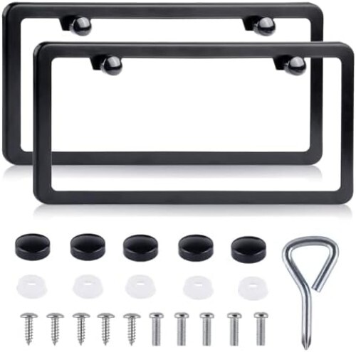 2 Pack License Plate Frames Black Rustproof Stainless Steel License Plate Hold 2 Pack License Plate Frames Black Rustproof Stainless Steel License Plate Hold