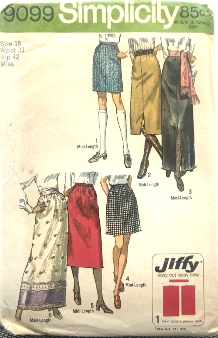 Simplicity Pattern #9099 - Set Of Jiffy Skirts (Size 18) - (Cut)