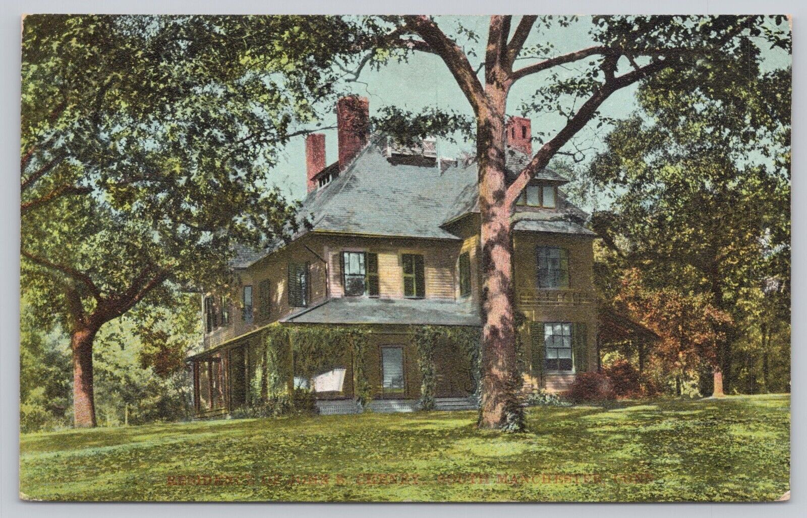 South Manchester Connecticut, John S Cheney Residence, Vintage Postcard
