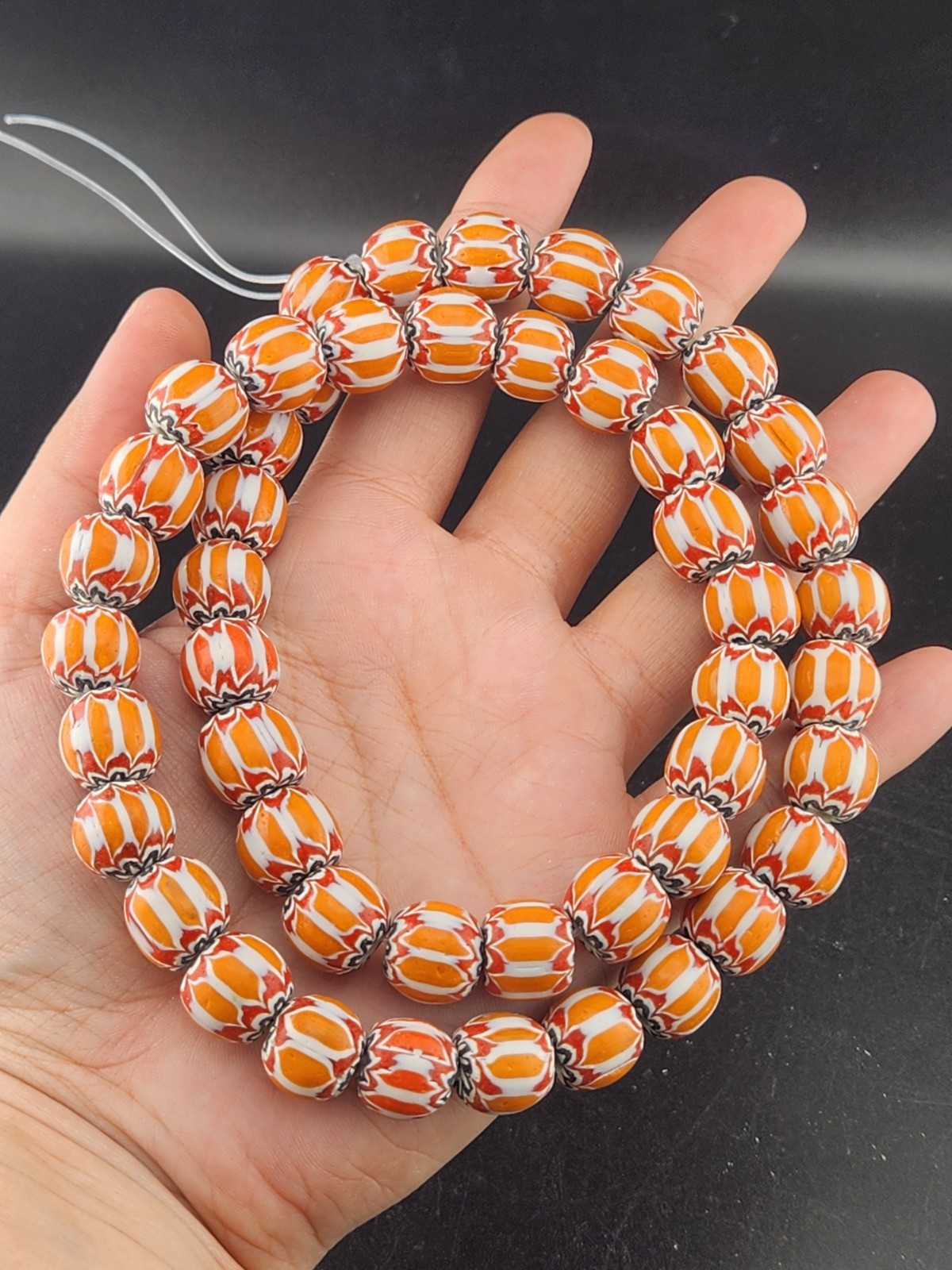 vintage ventian style african chevron beads multi colur 12mm beautifull beads