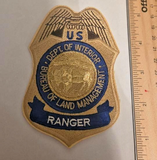US DEPT OF INTERIOR BUREAU OF LAND MANAGEMENT RANGER POLICE PATCH US DEPT OF INTERIOR BUREAU OF LAND MANAGEMENT RANGER POLICE PATCH