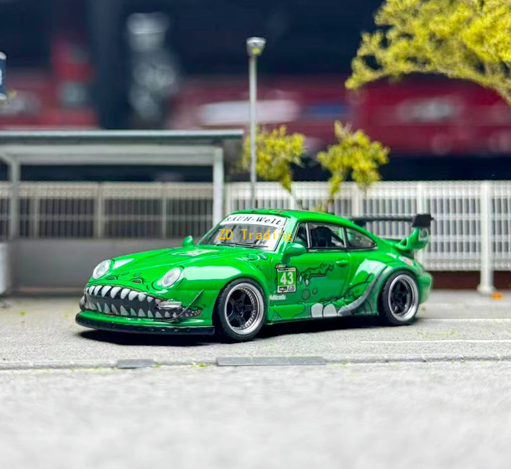 Flame 1:64 Green Dinosaur #43 RWB 993 Sports Model Diecast Metal Car Collection Flame 1:64 Green Dinosaur #43 RWB 993 Sports Model Diecast Metal Car Collection