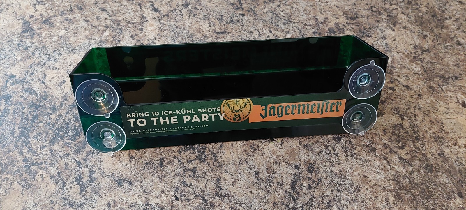 Jagermeister Hanging Shelf Shot Holder Acrylic Suction Cups Mount Bar Man Cave Jagermeister Hanging Shelf Shot Holder Acrylic Suction Cups Mount Bar Man Cave