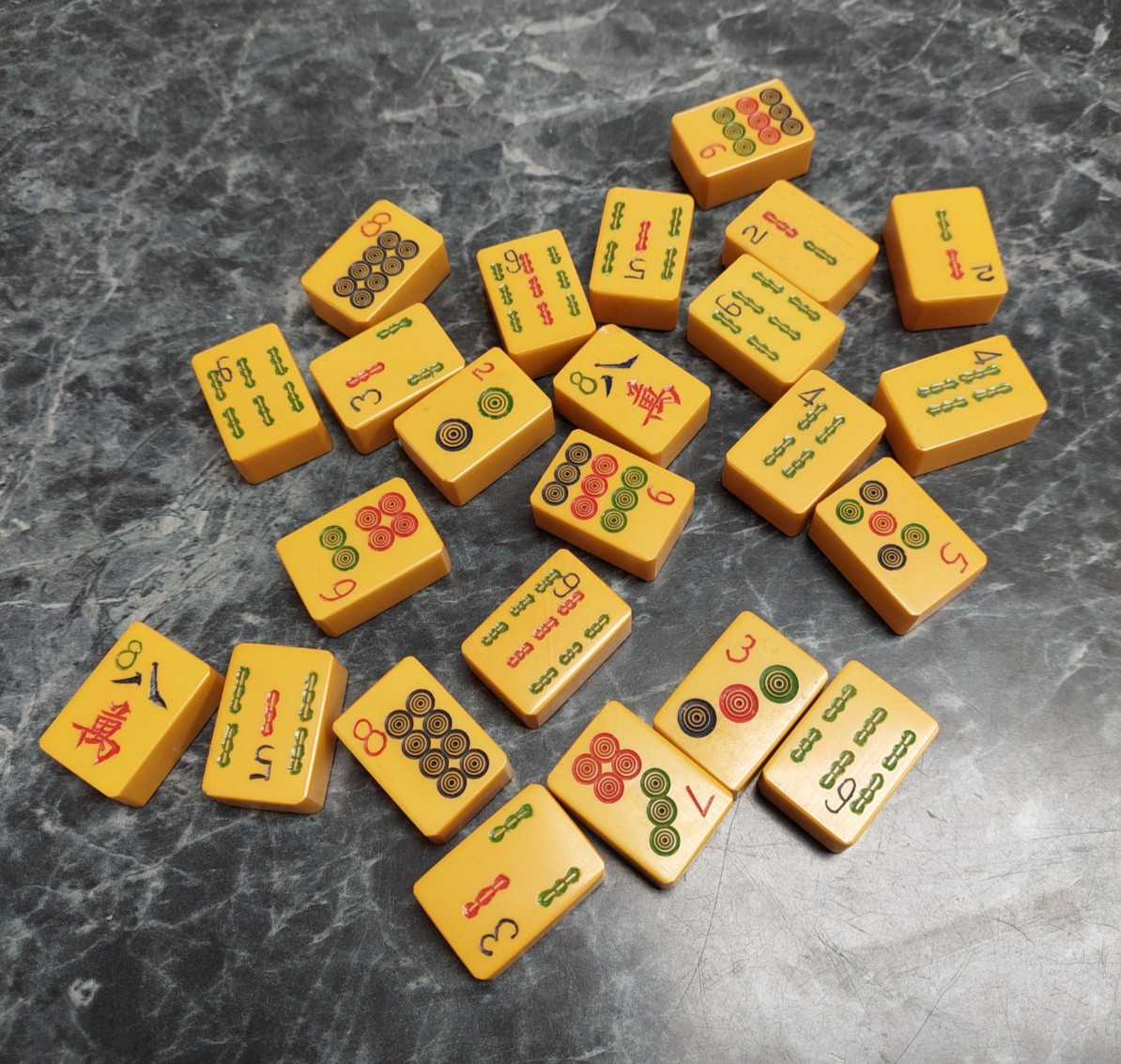 Lot of 24 Vintage Antique Bakelite Mahjong Replacement Tiles Lot of 24 Vintage Antique Bakelite Mahjong Replacement Tiles