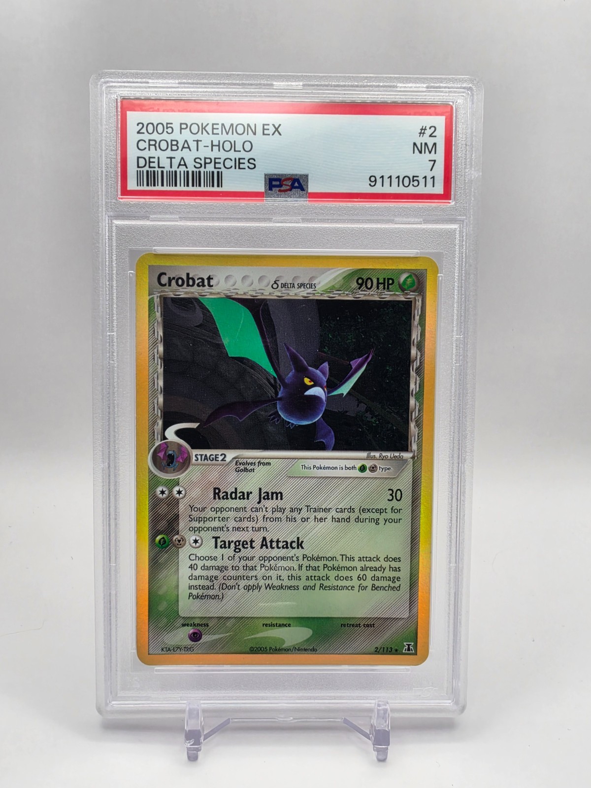 2005 Pokemon EX Delta Species Crobat Holo Rare #2 PSA 7 Near Mint 2/113 2005 Pokemon EX Delta Species Crobat Holo Rare #2 PSA 7 Near Mint 2/113