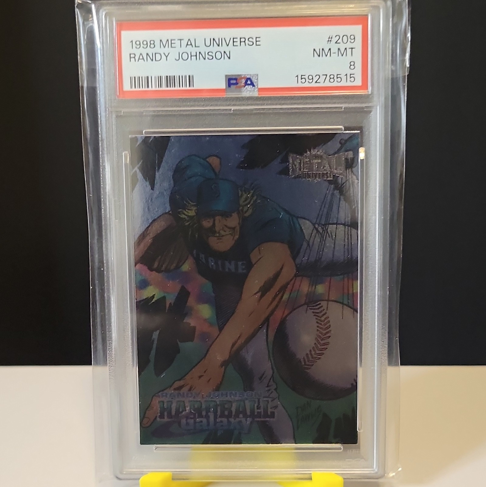 1998 Metal Universe Randy Johnson Hardball Galaxy #209 PSA 8 Rare 1998 Metal Universe Randy Johnson Hardball Galaxy #209 PSA 8 Rare