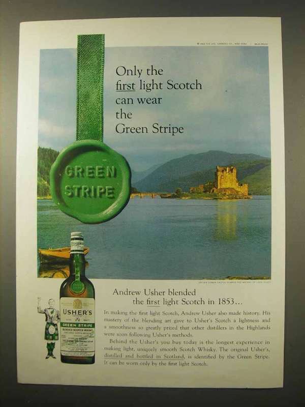 1963 Usher's Green Stripe Scotch Ad - Only the First