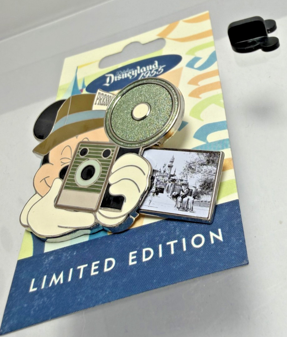 Disney Pin Dateline Disneyland 1955 Reporter Mickey With Camera LE 1000 Slider Disney Pin Dateline Disneyland 1955 Reporter Mickey With Camera LE 1000 Slider