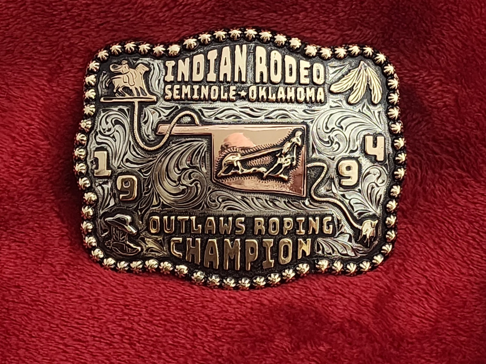X~Treme Calf Roping Champion Trophy Belt Buckle☆Seminole Oklahoma☆1994☆Rare☆R07 X~Treme Calf Roping Champion Trophy Belt Buckle☆Seminole Oklahoma☆1994☆Rare☆R07