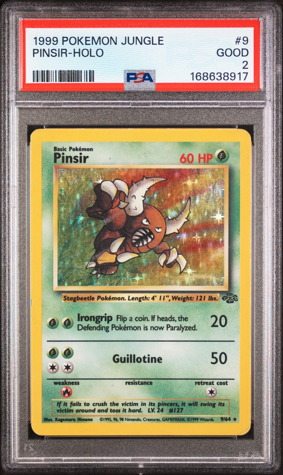 1999 Pokemon Jungle #9 Pinsir-Holo PSA 2 1999 Pokemon Jungle #9 Pinsir-Holo PSA 2