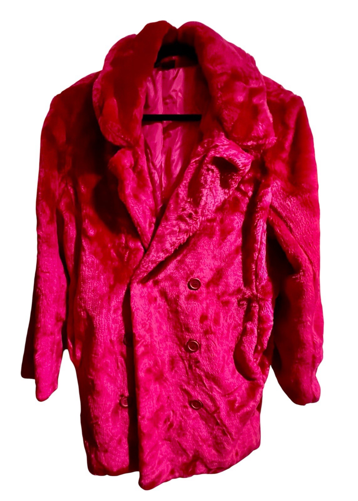 Virginia Slim’s Vintage Faux Fur Coat Fuchsia Pink Halloween Lined Tobacco Brand
