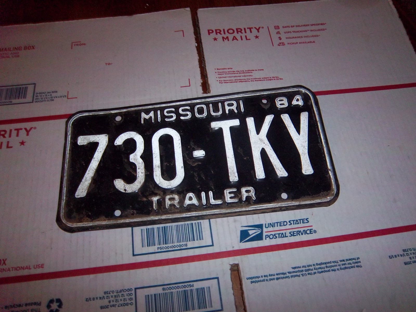 vintage 1984 missouri 730-TKY trailer license plate vintage 1984 missouri 730-TKY trailer license plate