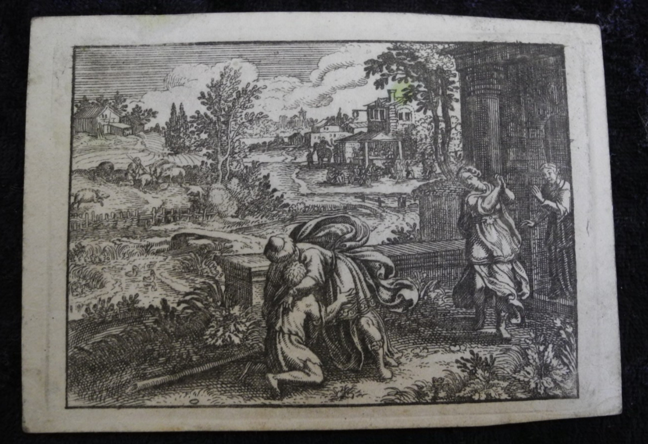 OLD ANTIQUE 17 CENTURY PARCHMENT MEMORIAL HOLY CART IMAGE The Prodigal Son (8) OLD ANTIQUE 17 CENTURY PARCHMENT MEMORIAL HOLY CART IMAGE The Prodigal Son (8)