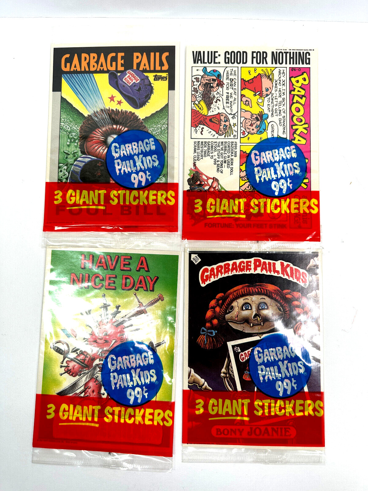 Lot (x4) vtg 1986 Topps Garbage Pail Kids GPK Giant Stickers Series 2 SEALED Lot (x4) vtg 1986 Topps Garbage Pail Kids GPK Giant Stickers Series 2 SEALED