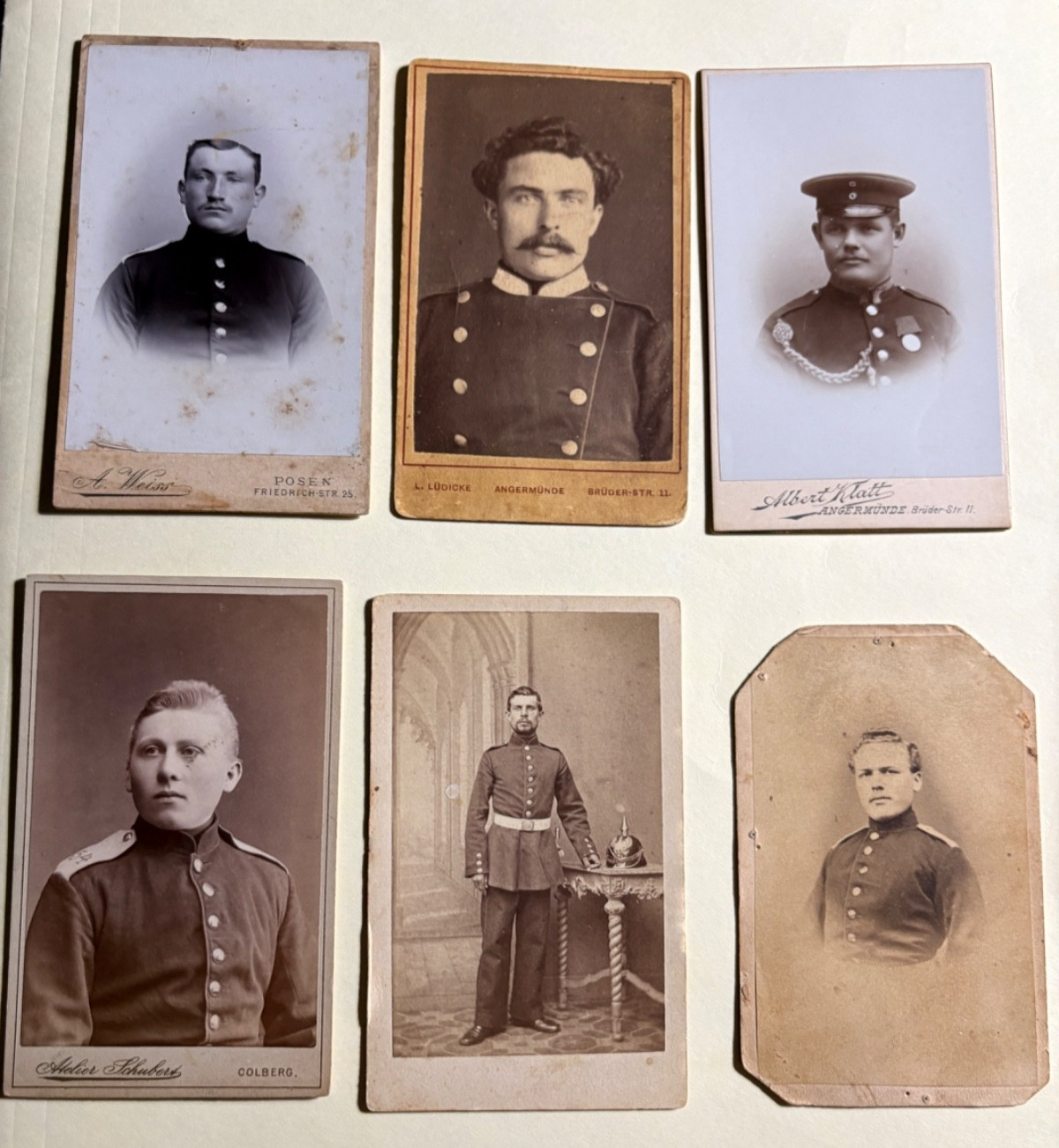 CdV lot (6 items) - 19th Century German Soldiers