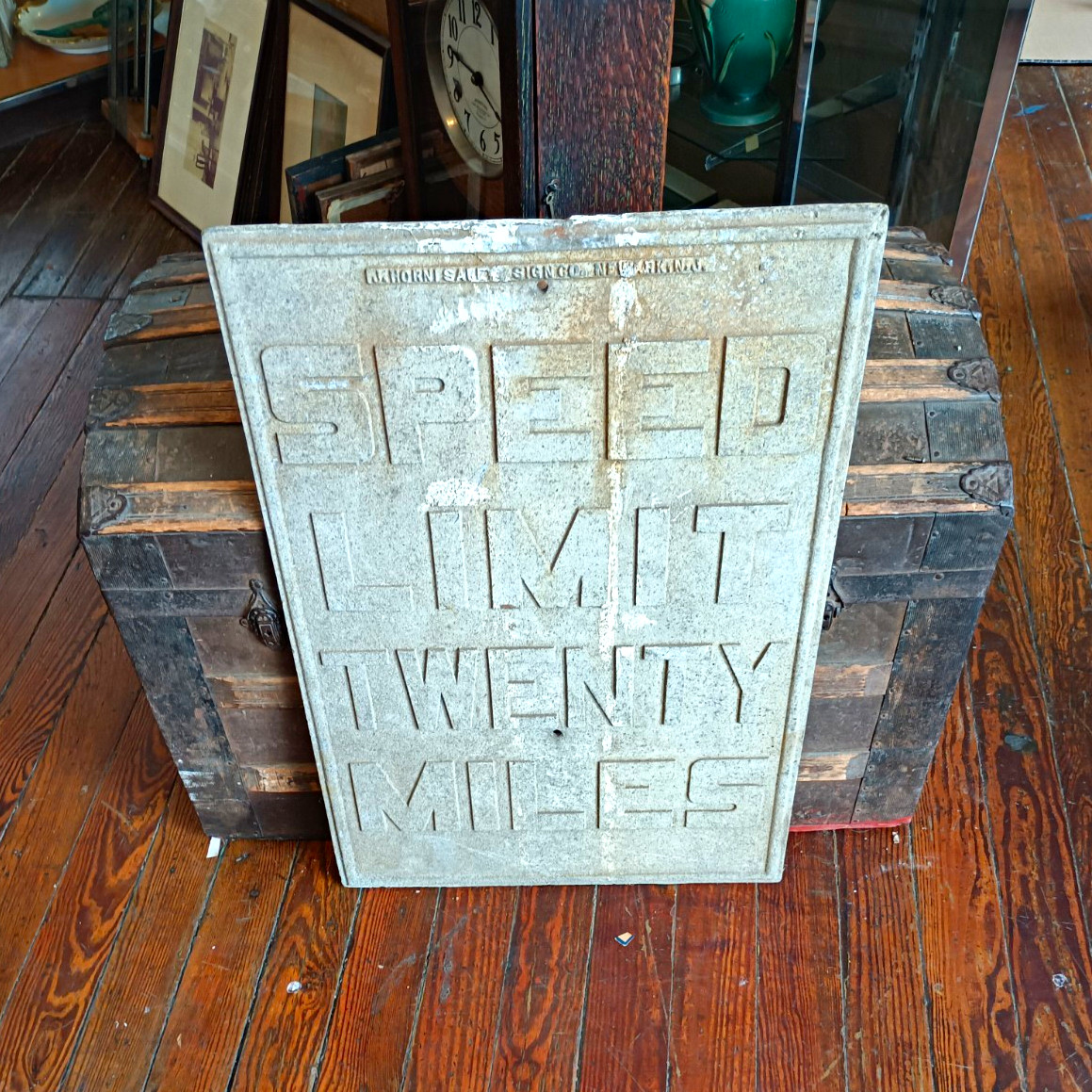 Rare Antique Cast Aluminum Traffic SPEED LIMIT 20 MILES Sign J Horni Newark NJ Rare Antique Cast Aluminum Traffic SPEED LIMIT 20 MILES Sign J Horni Newark NJ