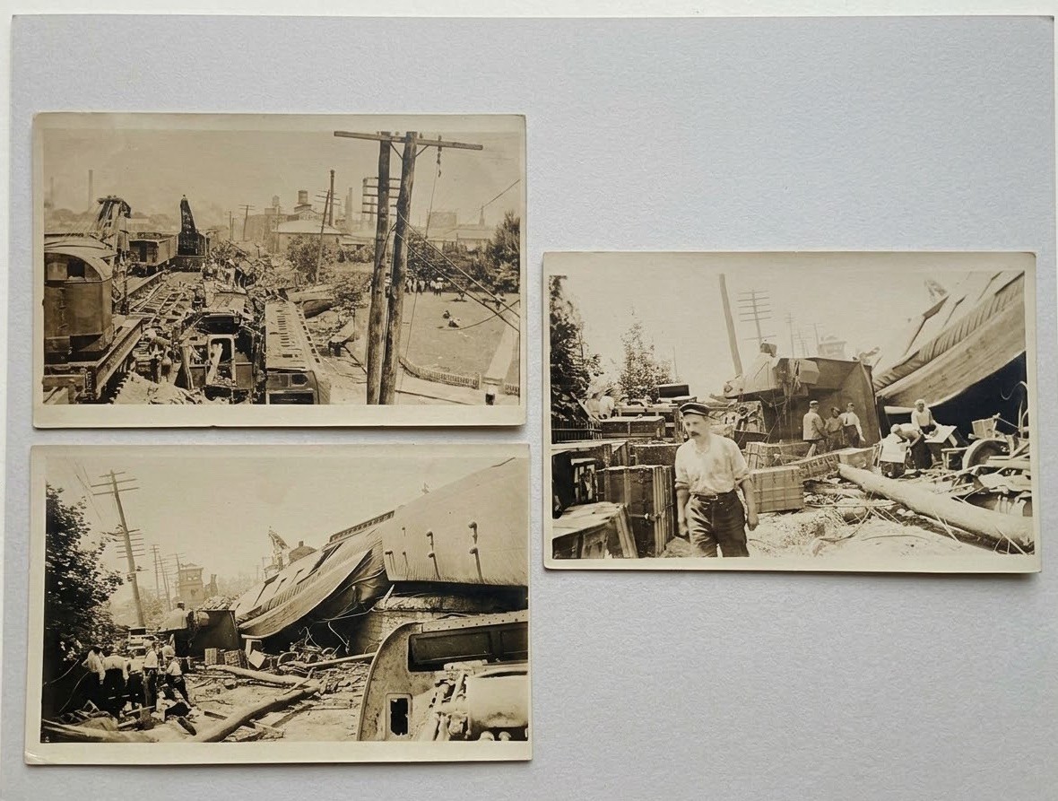 (3pcs) 1911 Bridgeport CT Train Wreck RPPC Real Photo Postcards
