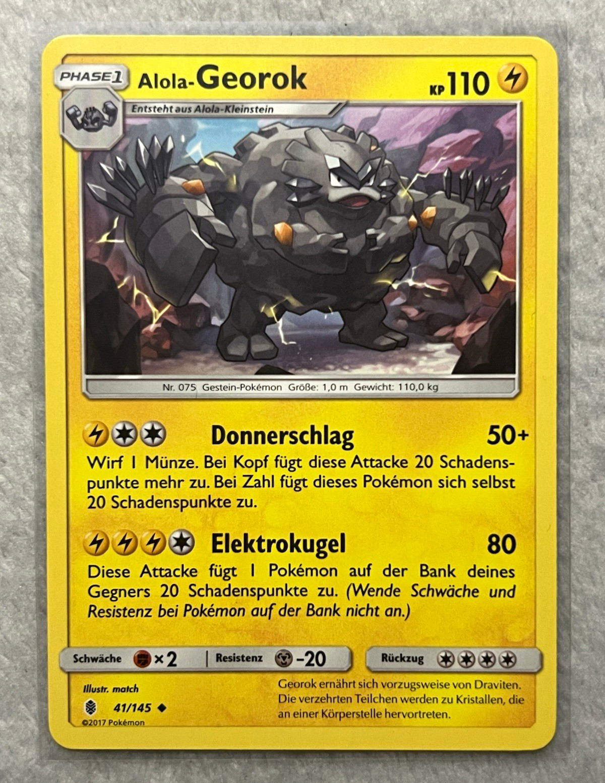 The Pokemon Company Pokemon TCG Alola Georok 41/145 German Regular CP 110 2017 The Pokemon Company Pokemon TCG Alola Georok 41/145 German Regular CP 110 2017