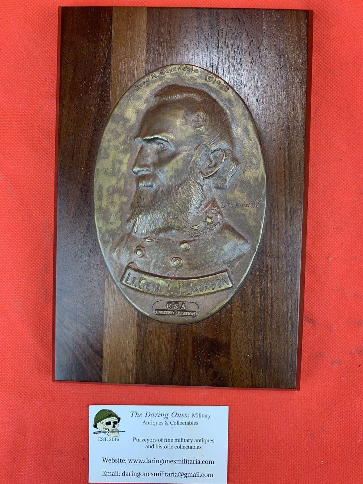 Vintage CSA Stonewall Jackson Wall Plaque 1980 14/500 Civil War Confederate Art Vintage CSA Stonewall Jackson Wall Plaque 1980 14/500 Civil War Confederate Art