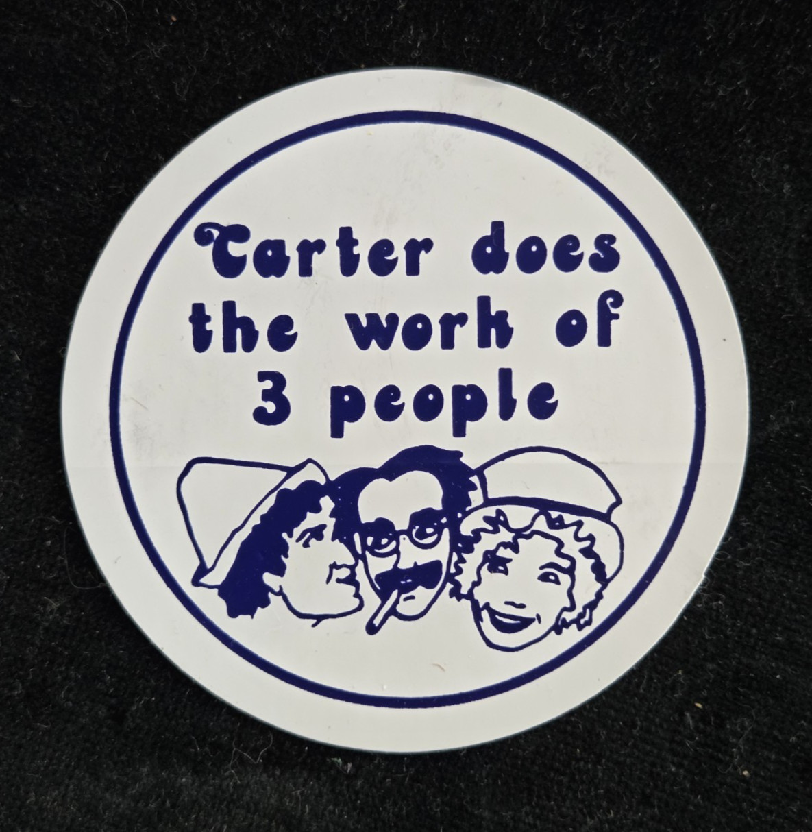 Vintage 1970s Jimmy Carter Doing Work 3 People Marx Brothers 3" Unused Sticker Vintage 1970s Jimmy Carter Doing Work 3 People Marx Brothers 3" Unused Sticker