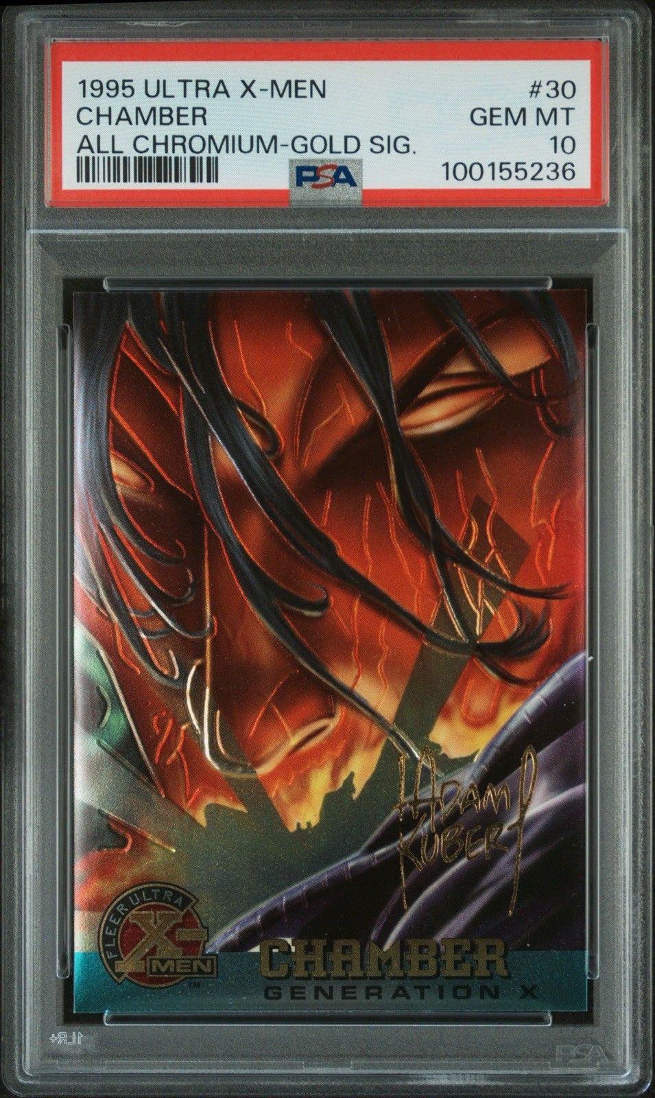 1995 Fleer Ultra X-Men Chamber #30 All Chromium-Gold Sig PSA 10 Population 2 1995 Fleer Ultra X-Men Chamber #30 All Chromium-Gold Sig PSA 10 Population 2