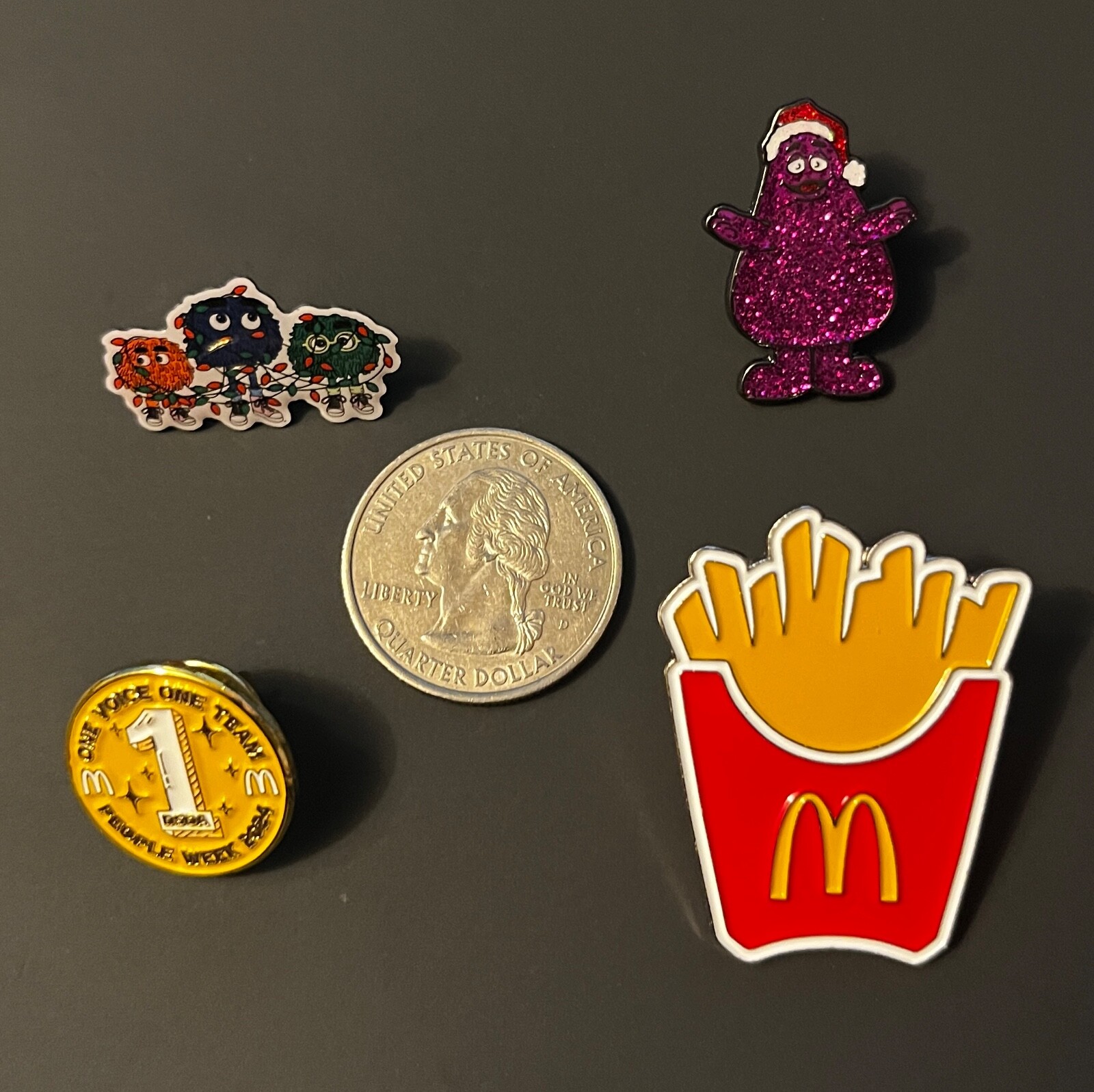 McDonalds 2024 Lapel Pins Holiday Grimace & Holiday Fry Kids McDonalds 2024 Lapel Pins Holiday Grimace & Holiday Fry Kids
