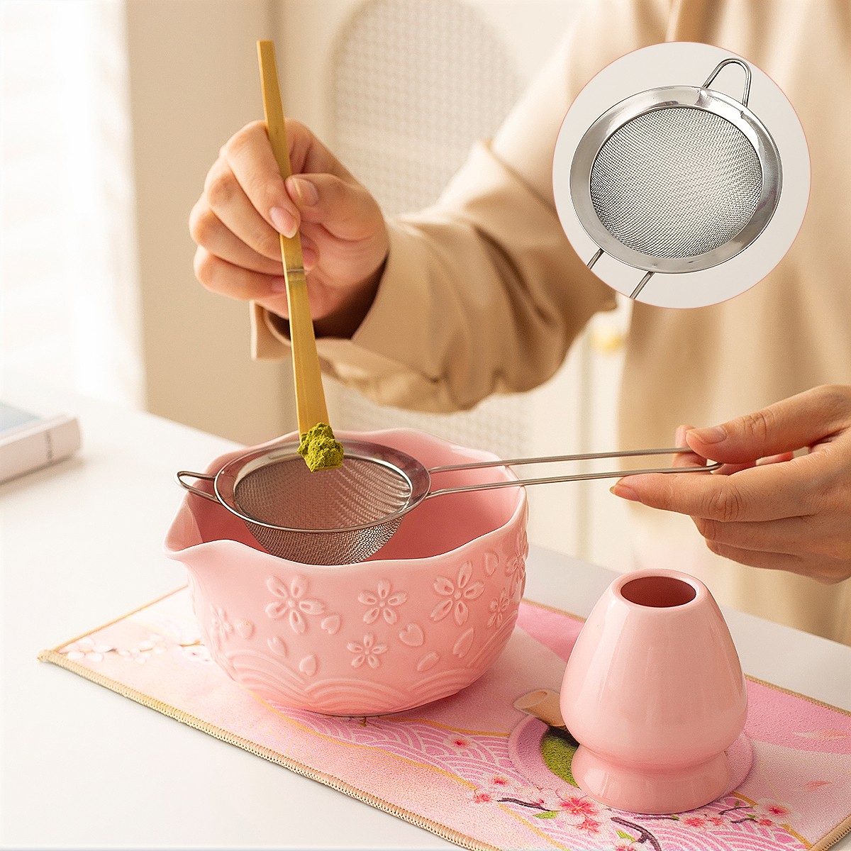 Matcha Tea Set With Gifts Box-7pcs, Green Glaze Ceramic Matcha Bowl With Spout, Matcha Tea Set With Gifts Box-7pcs, Green Glaze Ceramic Matcha Bowl With Spout,