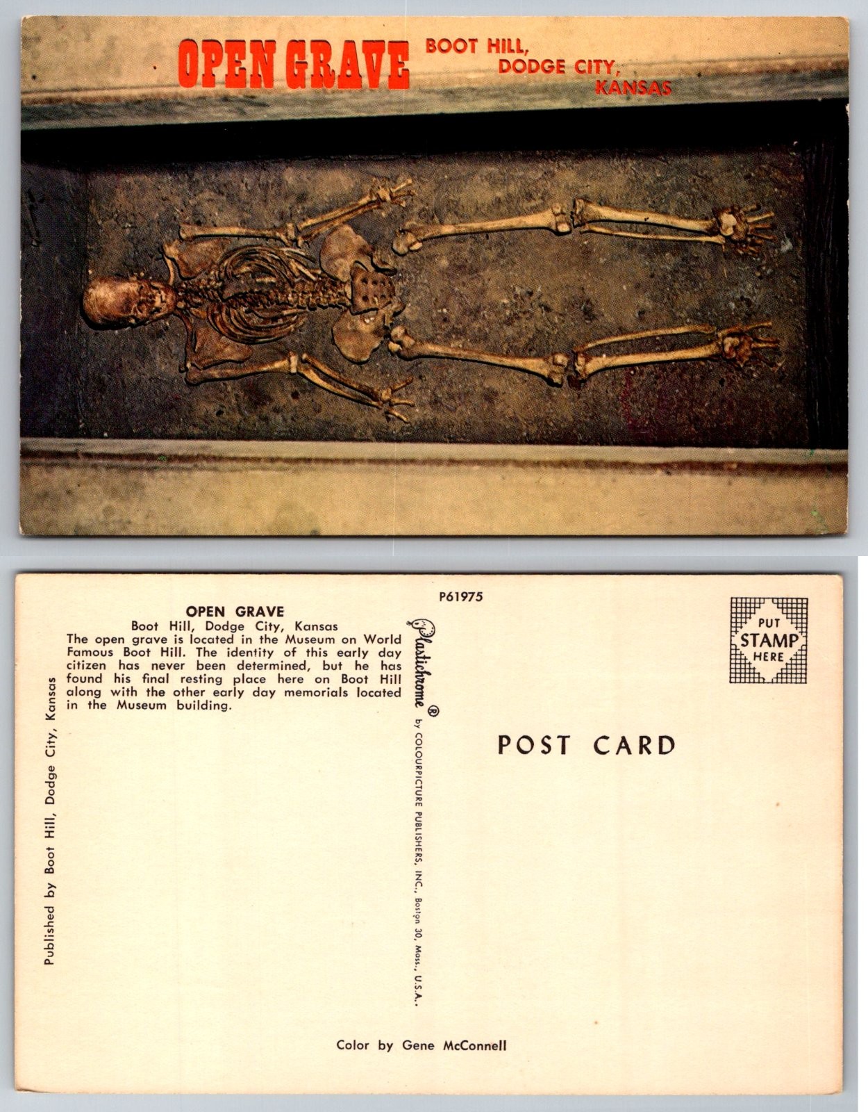 Dodge City Kansas Boot Hill Open Grave Skeleton Museum Postcard Dodge City Kansas Boot Hill Open Grave Skeleton Museum Postcard