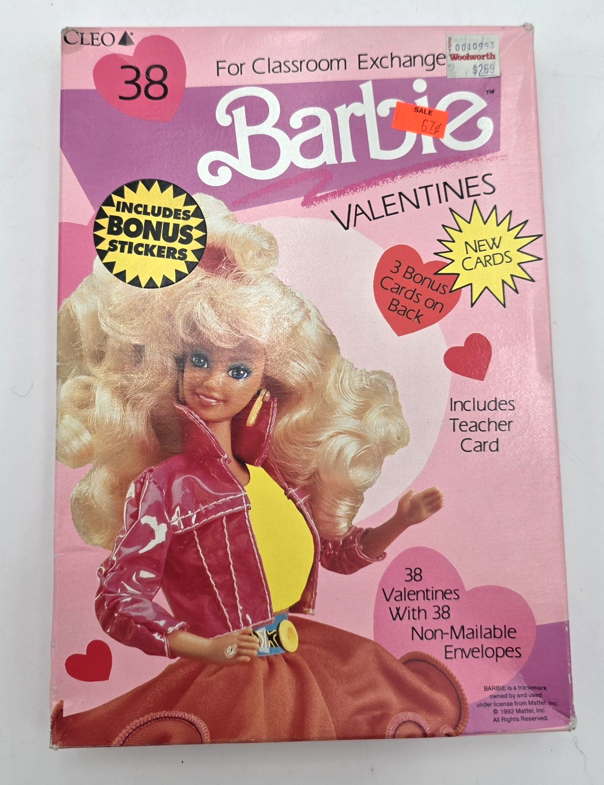 Barbie Valentine Box 38 Cards Envelopes Teacher Card Stickers 1990s VTG