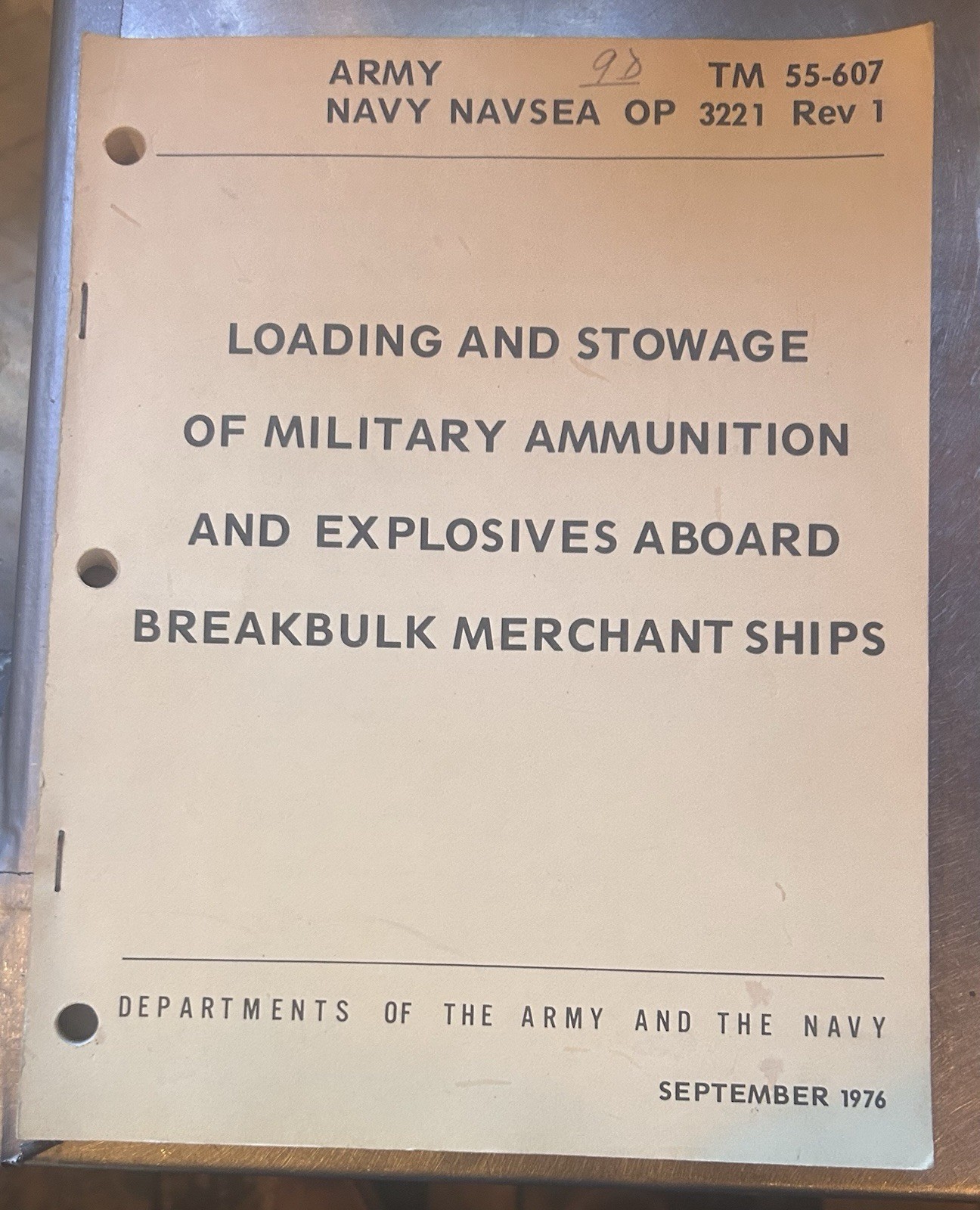 1976 Army TM 55-607 Navy NAVSEA OP 3221 Military Ammunition Stowage Manual 1976 Army TM 55-607 Navy NAVSEA OP 3221 Military Ammunition Stowage Manual