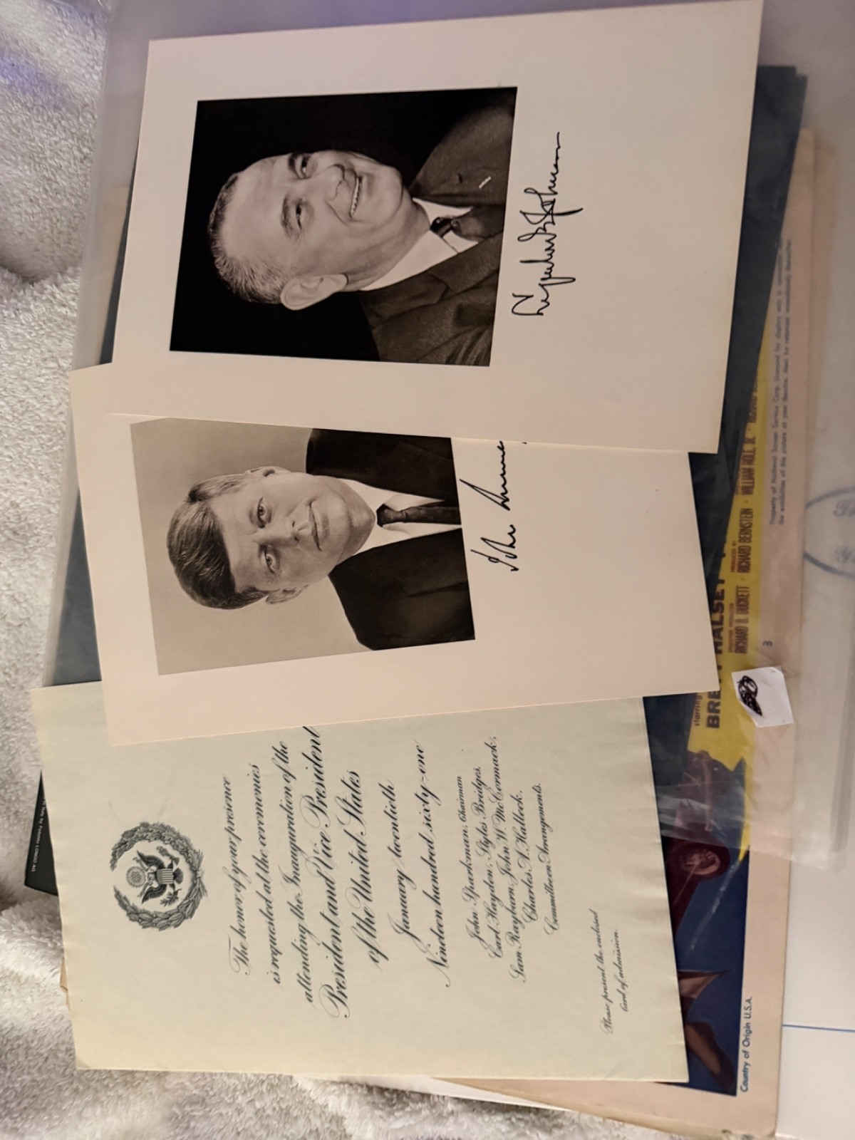 John F. Kennedy/ L. Johnson 1961 Inauguration Ceremony Invitation with Photos John F. Kennedy/ L. Johnson 1961 Inauguration Ceremony Invitation with Photos