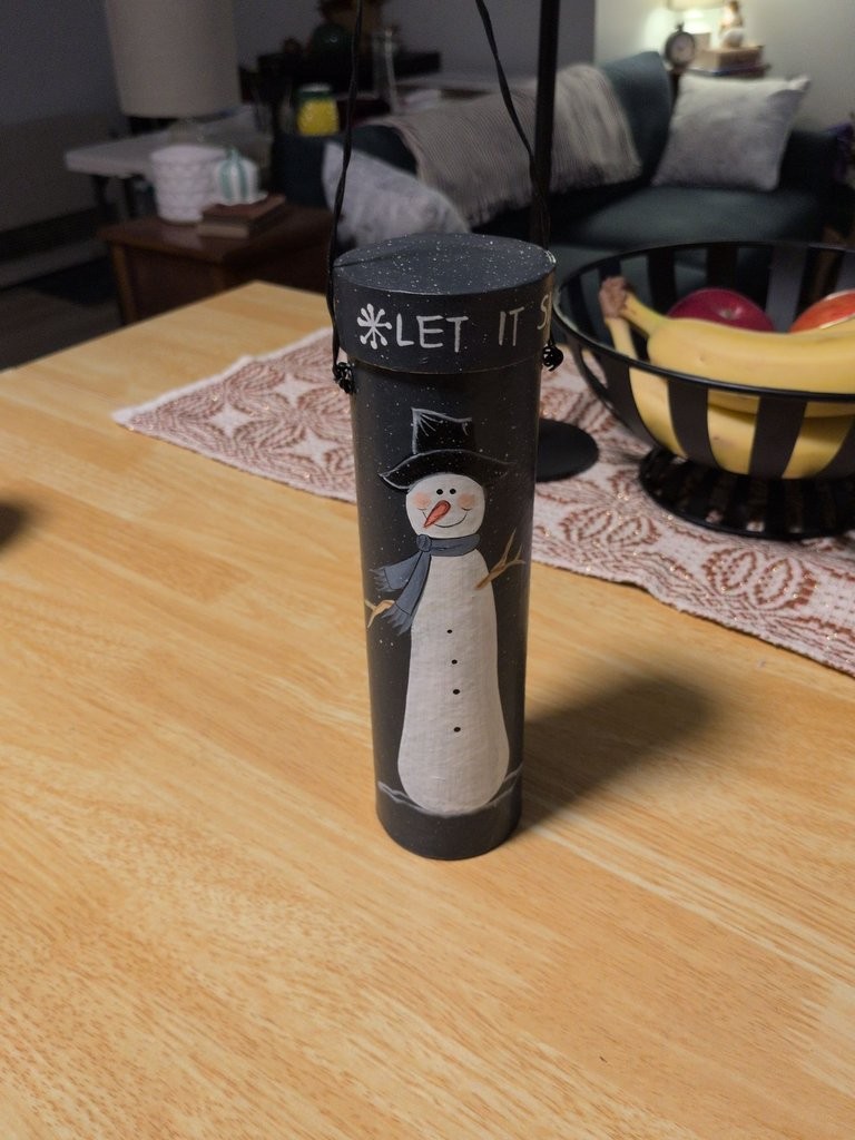 Hand-Painted Snowman Decorative  with 'Let It Snow' Design