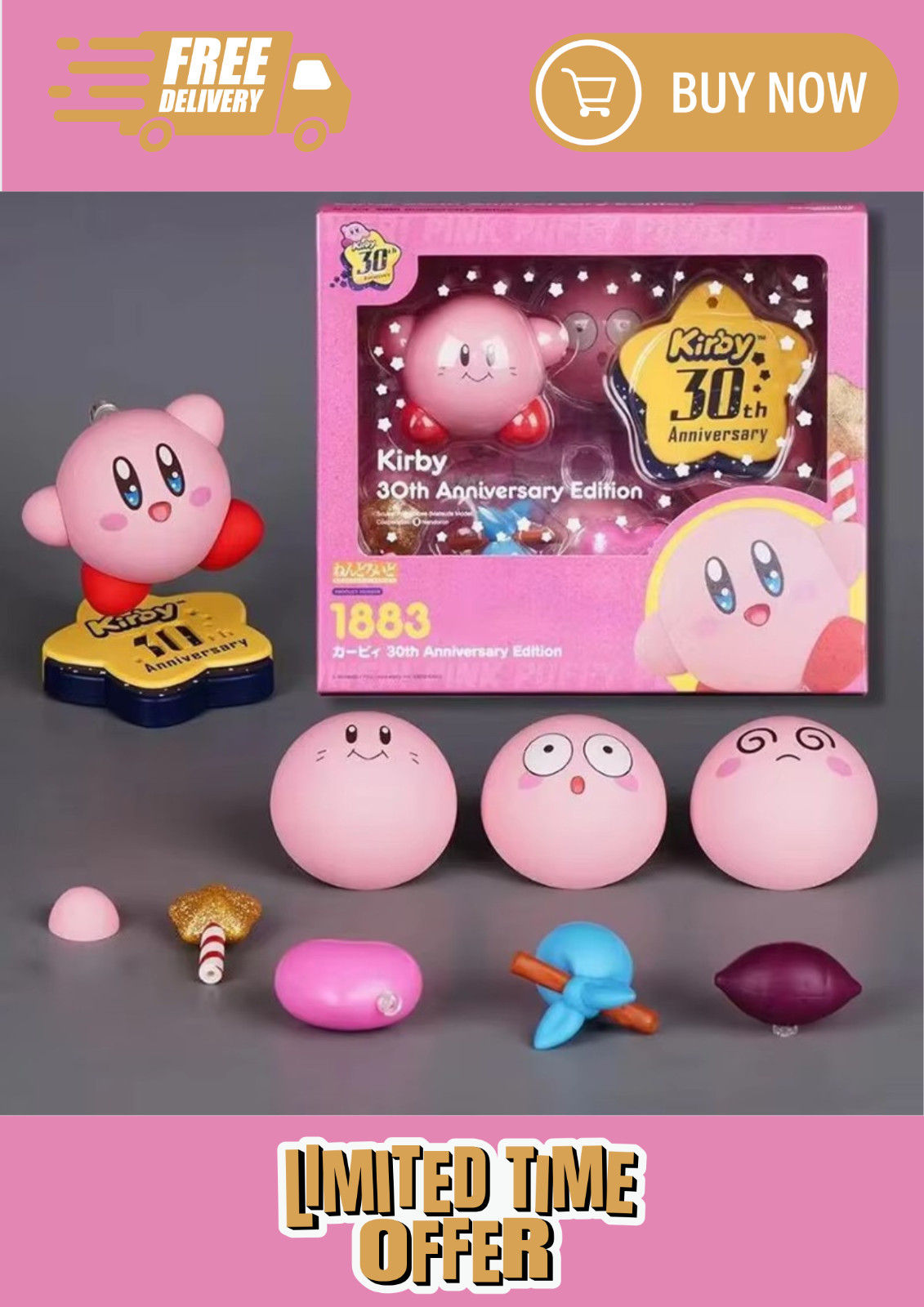 Kirby 1883 30th Anniversary Edition Action Figure 4 Face Expressions Full Set Kirby 1883 30th Anniversary Edition Action Figure 4 Face Expressions Full Set