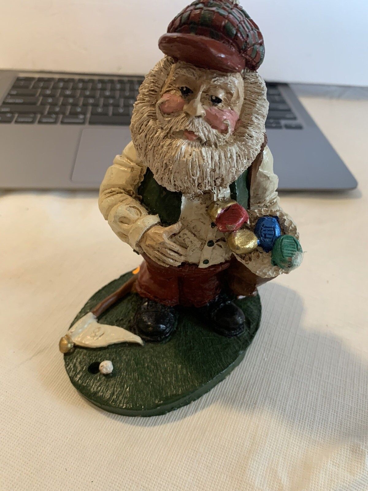 Phillip Gunter 1995 Golfing Santa Figurine, PG5, signed~Clubs, flag, Golf ball