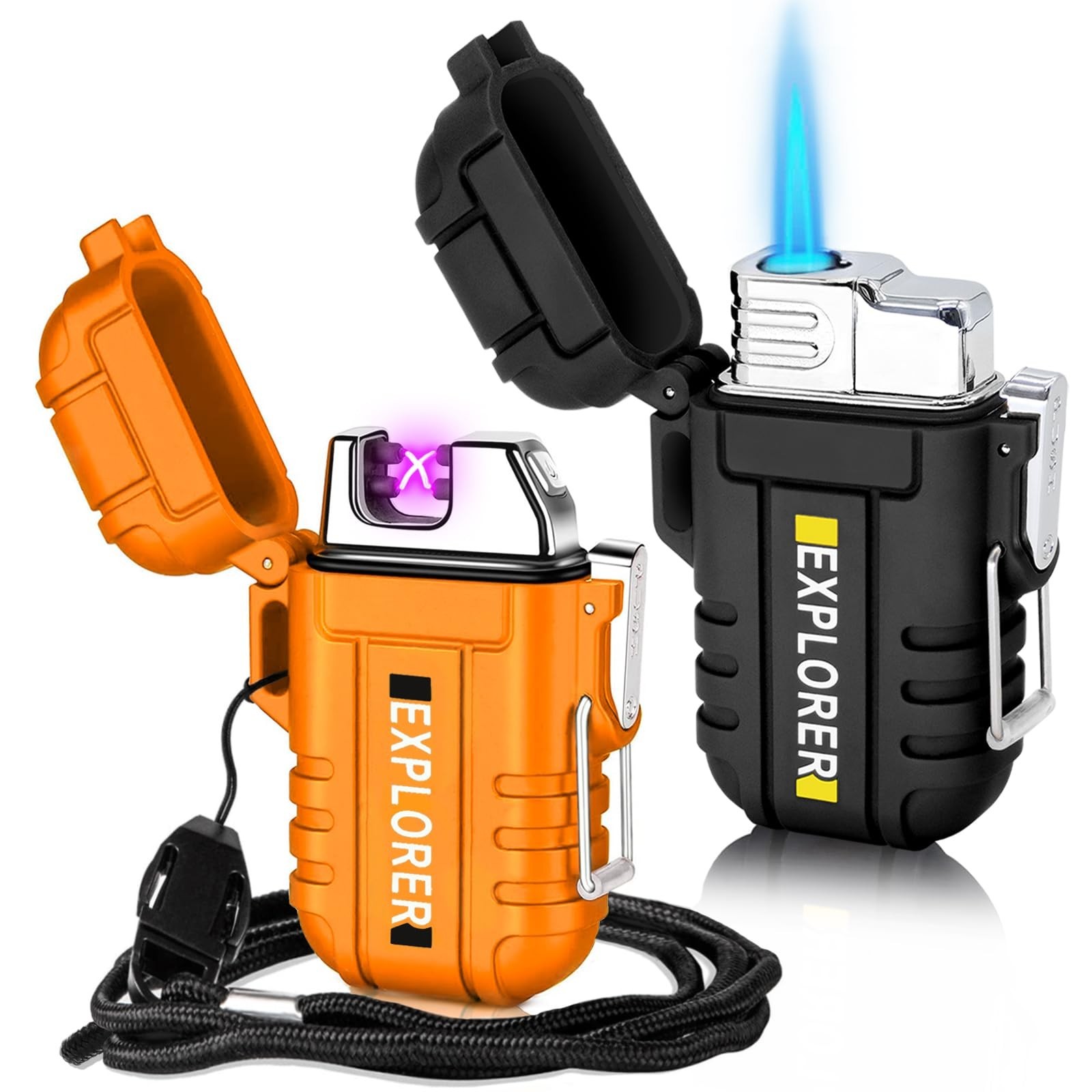 2 Pack USB Rechargeable Waterproof Windproof Plasma Lighters - Dual Arc Butane T 2 Pack USB Rechargeable Waterproof Windproof Plasma Lighters - Dual Arc Butane T