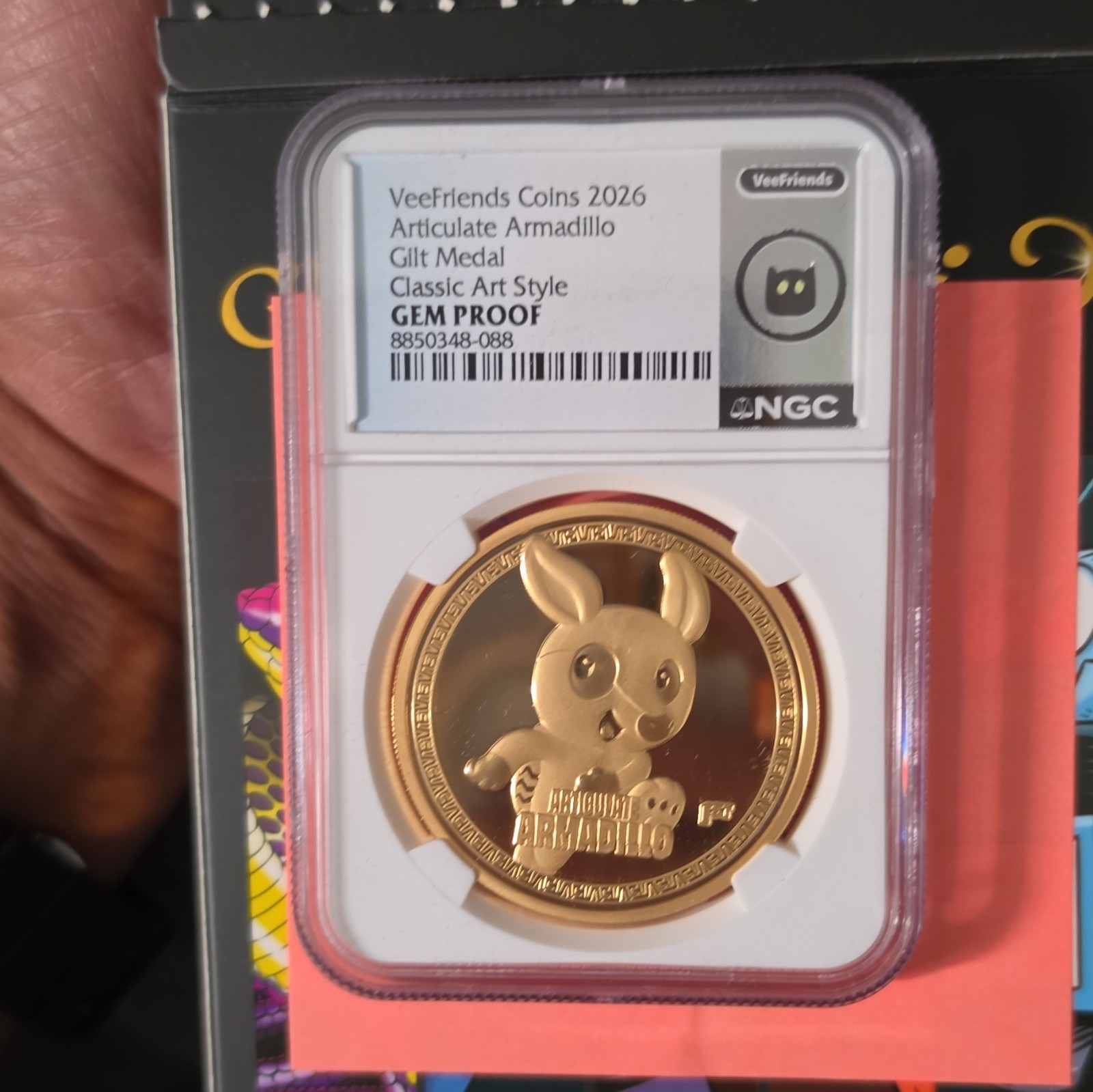 VeeFriends 2026 Articulate Armadillo Gilt Medal GEM PROOF 8850348-088