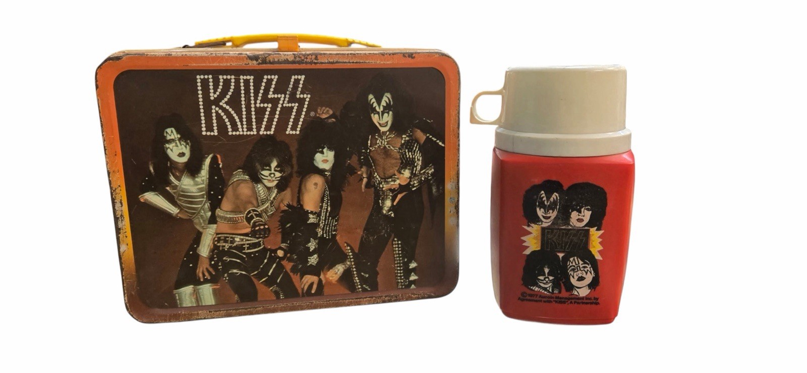 Vintage RARE 1977 KISS Lunchbox With Red Thermos Original Aucoin King-Seely Vintage RARE 1977 KISS Lunchbox With Red Thermos Original Aucoin King-Seely