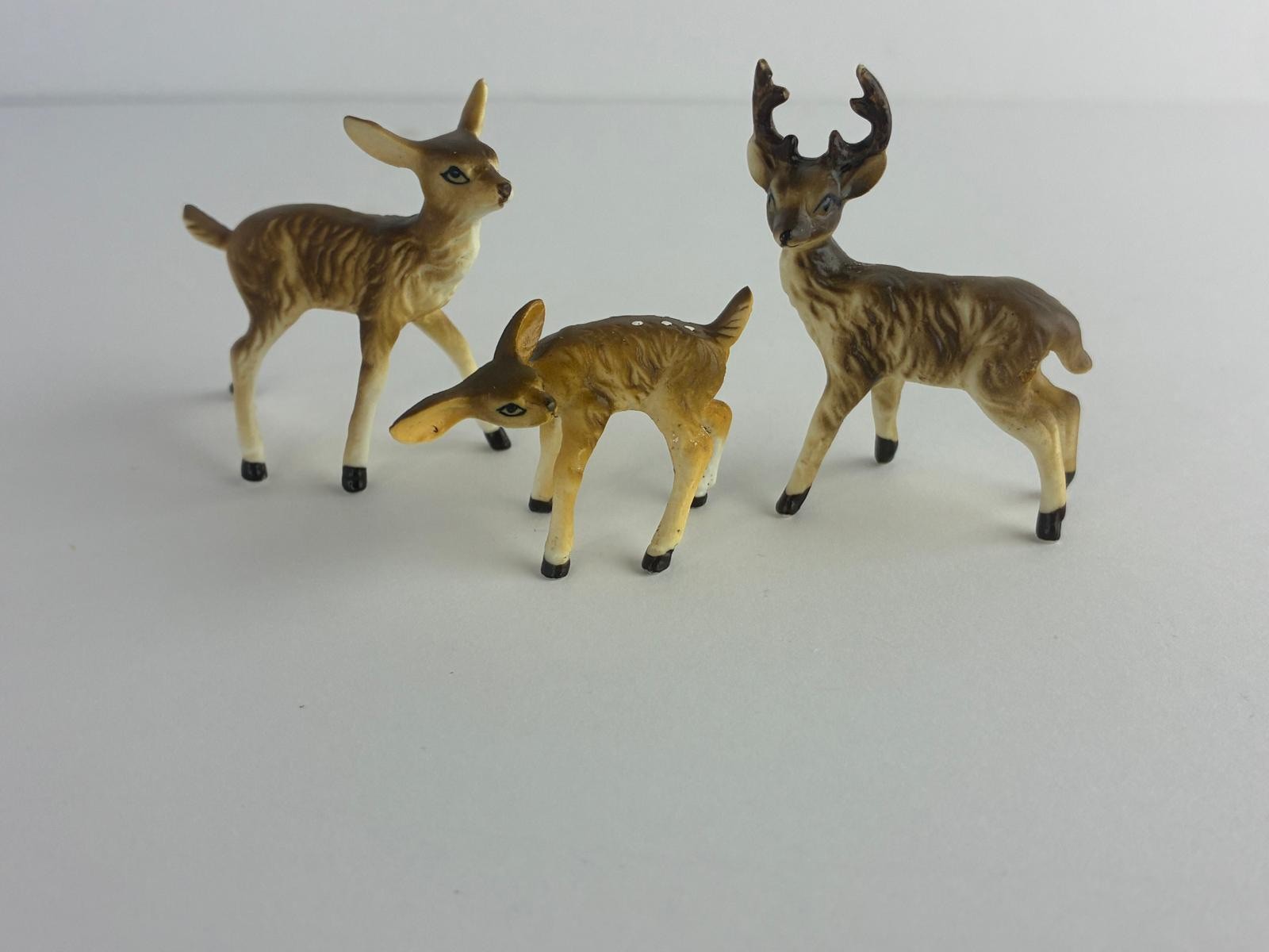 Vintage Schleich Safari ceramic Deer Family Buck Doe And Fawn Figurines Vintage Schleich Safari ceramic Deer Family Buck Doe And Fawn Figurines