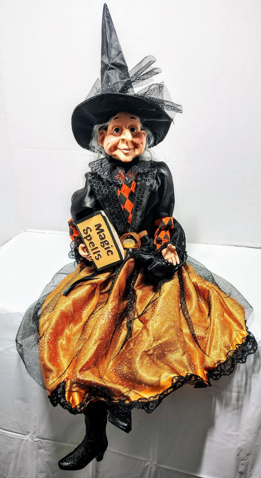 Broomstick Blvd. Halloween Sitting Witch w/ Magic Spells Book (Read Description)