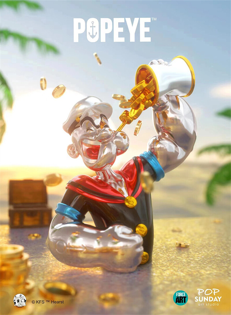 POP SUNDAY Popeye Platinum Coast Version Collectible Fashion Figure 25cm Stock POP SUNDAY Popeye Platinum Coast Version Collectible Fashion Figure 25cm Stock