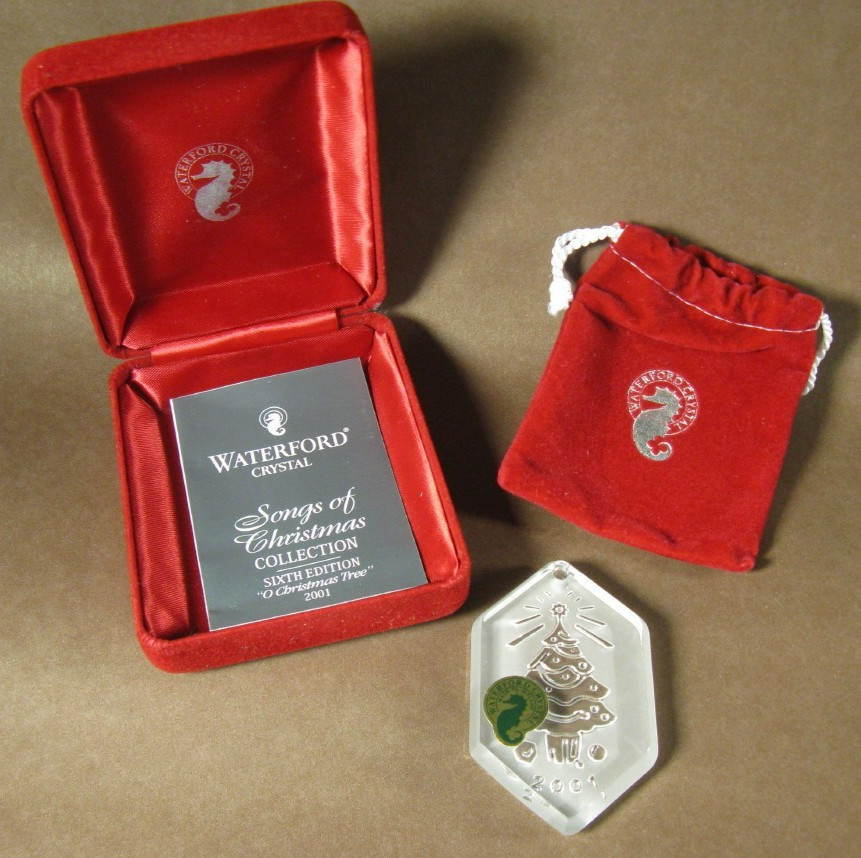 2001 Vintage Waterford Crystal Christmas Ornament, Tree, Original Box and Pouch 2001 Vintage Waterford Crystal Christmas Ornament, Tree, Original Box and Pouch